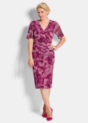 Mesh-Kleid in Wickeloptik - rosé / gemustert - Gr. 21 von Goldner Fashion