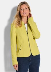 Jersey-Blazer mit Reissverschluss - gelb - Gr. 46 von Goldner Fashion