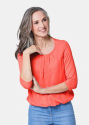 Gepflegtes Shirt in eleganter Blusen-Optik - orange - Gr. 24 von Goldner Fashion
