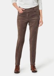 Stretch-Hose LOUISA in Veloursleder-Optik - taupe - Gr. 25 von Goldner Fashion