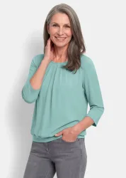 Gepflegtes Shirt in eleganter Blusen-Optik - mint - Gr. 20 von Goldner Fashion