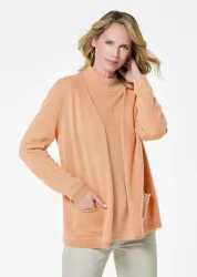 Kaschmir-Longstrickjacke - pfirsich - Gr. 42 von Goldner Fashion