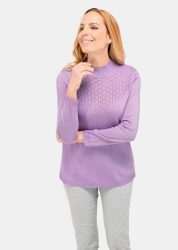 Zeitloser Ajour-Stehbundpullover - flieder - Gr. 21 von Goldner Fashion
