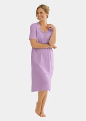 Nachthemden im Set aus reiner Baumwolle - weiss / flieder - Gr. 18/19 von Goldner Fashion