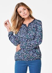 Trageangenehmes Shirt mit individuellem Druck - blau / gemustert - Gr. 42 von Goldner Fashion
