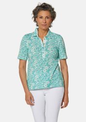 Pikee-Druckpoloshirt - hellgrün / weiss - Gr. 20 von Goldner Fashion