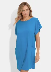 Legeres Strandkleid aus glatter Funktionsware - türkis - Gr. L von Goldner Fashion