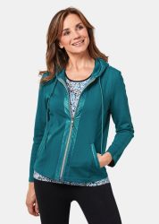 bequeme Freizeitjacke mit Kapuze - türkis - Gr. 21 von Goldner Fashion