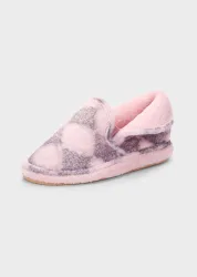 Plüsch-Hausschuhe mit Rautenmuster - rosé / grau - Gr. 36 von Goldner Fashion