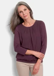 Gepflegtes Shirt in eleganter Blusen-Optik - aubergine - Gr. 19 von Goldner Fashion