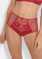 Maxislip aus Microfaser mit Spitze - rot - Gr. 40 von Goldner Fashion