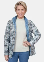 Leichte Wendejacke mit Rautenstepp - rauchblau / gemustert - Gr. 25 von Goldner Fashion