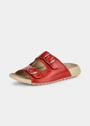 Leder-Pantoletten mit Metallschliessen - rot - Gr. 37 von Goldner Fashion