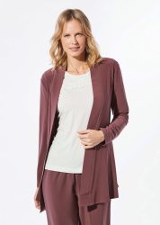 Weich fallende Jersey-Longjacke - aubergine - Gr. 40 von Goldner Fashion