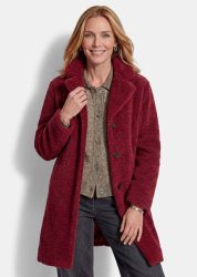 Teddy-Mantel aus weichem Plüsch - koralle - Gr. 44 von Goldner Fashion
