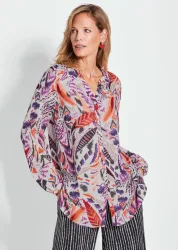 Longbluse aus fließender Viskose - bunt / gemustert - Gr. 20 von Goldner Fashion