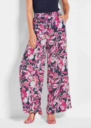 Druckhose VERA mit Blütenmuster - pink / marine / gemustert - Gr. 21 von Goldner Fashion