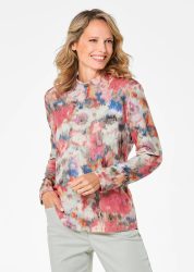 Langarmshirt mit Stehkragen - bunt / gemustert - Gr. 46 von Goldner Fashion