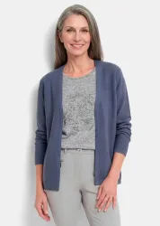 Leichter Cardigan mit Schurwolle - rauchblau - Gr. 40 von Goldner Fashion