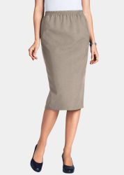 Knitterfreier Reiseschlupfjupe - taupe - Gr. 22 von Goldner Fashion