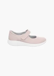 Slipper aus Leder mit Klettverschlussriemen - rosé - Gr. 37 von Goldner Fashion