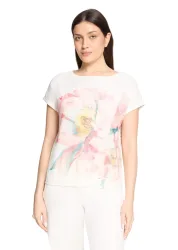 Jersey-Shirt mit Netz-Einsatz - cremeweiss / rosé - Gr. 38 von Goldner Fashion