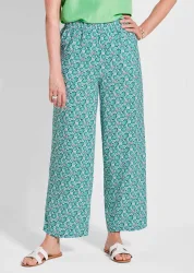 Druckhose VERA mit weitem Bein - grün / gemustert - Gr. 195 von Goldner Fashion