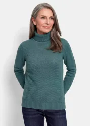 Warmer Strickpullover mit Rollkragen - graugrün - Gr. 50 von Goldner Fashion