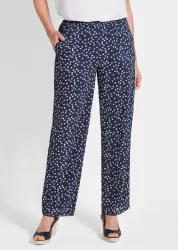 Hose VERA mit Tupfen-Muster - marine / gemustert - Gr. 48 von Goldner Fashion