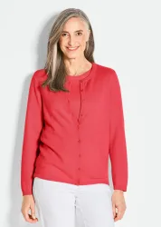Kaschmirstrickjacke mit Rundhalsausschnitt - koralle - Gr. 22 von Goldner Fashion