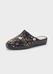 Pantoffeln mit Kautschuk-Sohle - grau / gemustert - Gr. 39 von Goldner Fashion