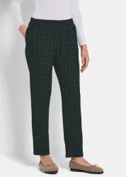 Kuschelige Flausch-Freizeithose - dunkelblau / grün / kariert - Gr. 20 von Goldner Fashion