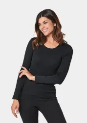 Thermo Damen-Unterwäsche Langarmshirt - schwarz / méliert - Gr. 42 von Goldner Fashion