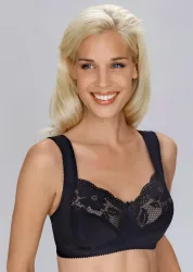 Bügelloser BH mit Baumwolle und Spitze - schwarz - Gr. 80 B von Goldner Fashion