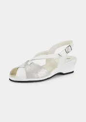 Leder-Sandalen mit Fersenriemchen - weiss / silberfarben - Gr. 41 von Goldner Fashion