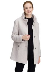 Edler Wollmantel mit Stehkragen - grau / méliert - Gr. 42 von Goldner Fashion