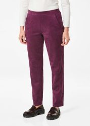 Hose LOUISA in Veloursleder-Optik - beere - Gr. 54 von Goldner Fashion