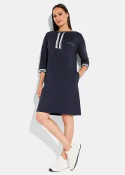 Jersey-Kleid mit Stehkragen - marine - Gr. 38 von Goldner Fashion