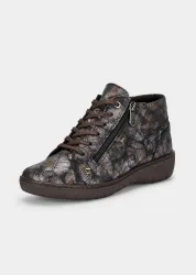 Stiefeletten aus echtem Leder mit Blättermotiv - schwarz / metallic / gemustert - Gr. 36 von Goldner Fashion