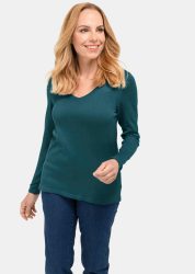 Unkomplizierter Pullover mit V-Ausschnitt - petrol - Gr. 21 von Goldner Fashion
