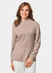Kuschelweicher Kaschmirpullover mit Kragen - beige - Gr. 46 von Goldner Fashion