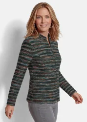 Jacke aus Jersey in Bouclé-Optik - dunkelgrün / gemustert - Gr. 20 von Goldner Fashion