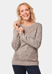 Pullover mit Glanzgarn - taupe / méliert - Gr. 20 von Goldner Fashion