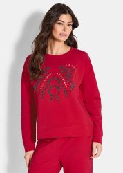 Sweatshirt mit femininer Stickerei - rot - Gr. 22 von Goldner Fashion
