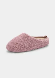 Pantoffeln mit Teddyflausch und Kautschuk-Sohle - rosé - Gr. 40 von Goldner Fashion
