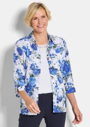 Blusen-Set aus Blumenbluse und Top - blau / weiss / geblümt - Gr. 42 von Goldner Fashion