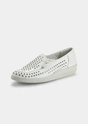 Slipper mit sommerlicher Lochung - weiss - Gr. 36 von Goldner Fashion