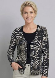 2-in-1-Shirt aus Slinky Jersey - schwarz / gemustert - Gr. 20 von Goldner Fashion