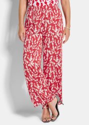Weite Hose VERA aus Viskose-Satin - rot / weiss / gemustert - Gr. 22 von Goldner Fashion