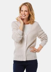Pflegeleichte Strickjacke in hochwertiger Rippenstruktur - stein - Gr. 21 von Goldner Fashion